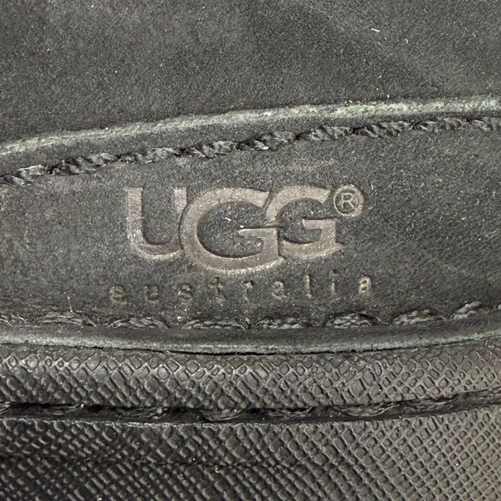 UGG Catalina Tie Lace Mid Calf Boot Womens 5 Black Leather Sherpa Shearling 1664